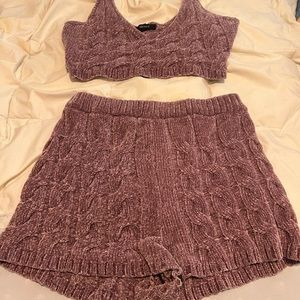 Knit top and shorts